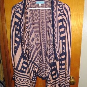 Francesca’s Cardigan Sweater Dina Be Blush Pink Pastel Navy Blue Waterfall Cozy